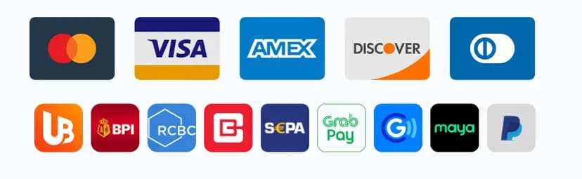 Accepted cards, e-wallets and QR Ph for online payment