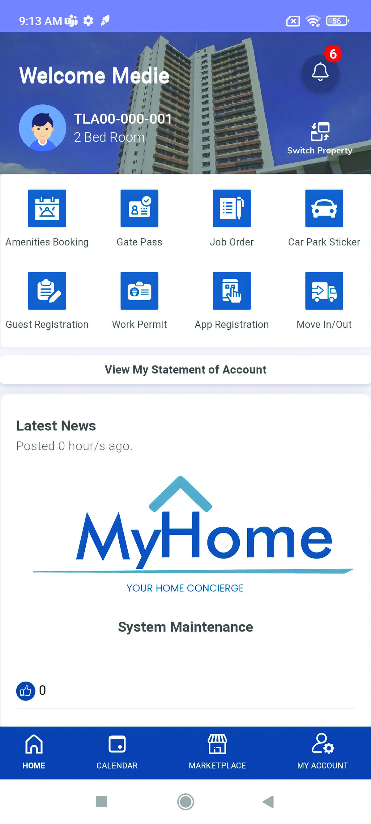 MyHome App Home Page
